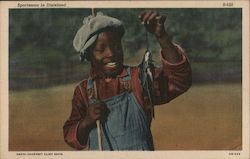 Sportsman in Dixieland - Black Boy Fishing Black Americana Postcard Postcard Postcard