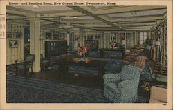 Library and Reading Room, New Orlean House Swampscott, MA Postcard Postcard Postcard