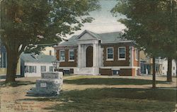 Pette Memorial Library and Stone Fountain Postcard