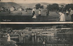 Bathing in the Delaware River, "Golf Links" Postcard