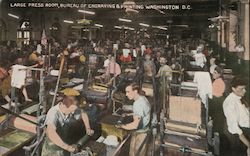 Large Press Room, Bureau of Engraving & Printing Washington, DC Washington DC Postcard Postcard Postcard