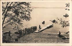 At the Swimming Beach, Camp Kiniya on Lake Champlain Milton, VT Postcard Postcard Postcard