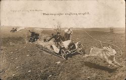 Large Rabbit Being Lassoed by Men in Car Exaggeration Postcard Postcard Postcard