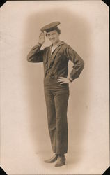 Woman Posing in Sailor Uniform Postcard