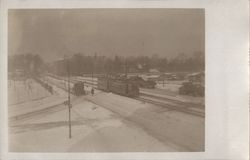 Tram on Tracks in Snow Postcard