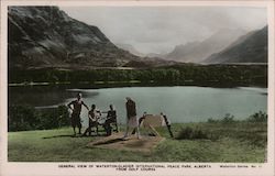 General View of Waterton-Glacier International Peace Park From Golf Course Alberta Canada Postcard Postcard Postcard