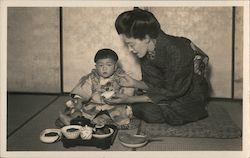 Woman Feeding Baby Japan Asian Postcard Postcard Postcard