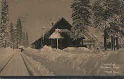 Depot in Winter McCloud, CA Postcard Postcard Postcard