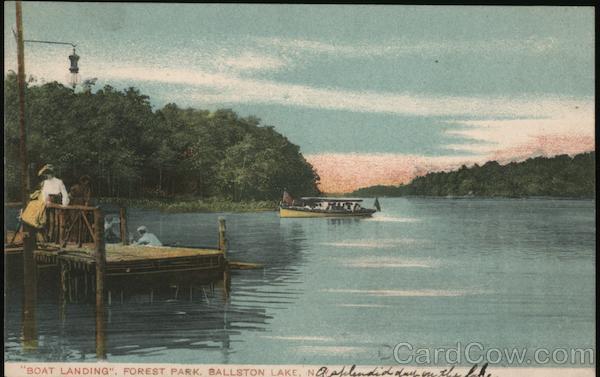 Boat Landing, Forest Park Ballston Lake, NY Postcard