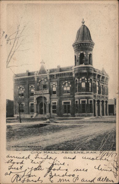 City Hall Abilene, KS Postcard