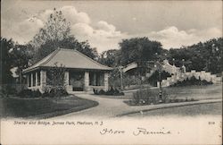 Shelter and Bridge, James Park Postcard