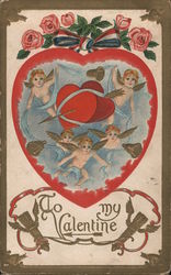 To My Valentine - Angles Flying Around a Heart Hearts Postcard Postcard Postcard