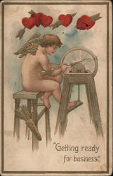 Getting Ready for Business Cupid Postcard Postcard Postcard