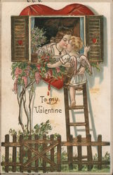 To My Valentine - A Mother Kissing a Child Postcard