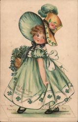 With love to my Valentine - A Young Girl in a Green Dress Postcard