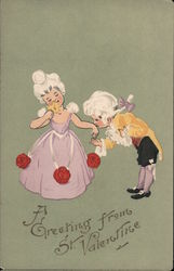 A Greeting from St. Valentine - A Boy Kissing a Girl's Hand Postcard