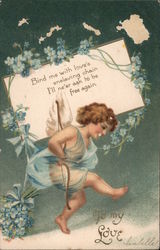 For My Love - Angel Carrying a Card Cupid Postcard Postcard Postcard