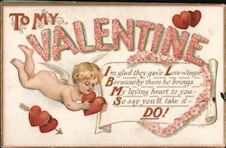 To My Valentine Cupid Postcard Postcard Postcard