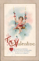 Cupid on Swing: To My Valentine Postcard Postcard Postcard