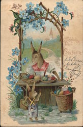 Happy Easter With Bunnies Postcard Postcard Postcard