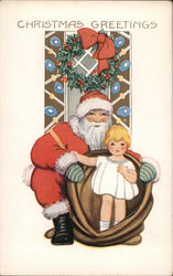 Christmas Greetings Santa Claus Postcard Postcard Postcard