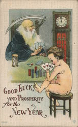 Good Luck and Prosperity for the New Year Father Time Postcard Postcard Postcard