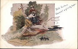 Women Frightened in the Woods Charles Marion Russell Postcard Postcard Postcard