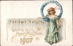 Wishing you a Happy New Year-1907 Beautiful Ladies Postcard Postcard Postcard