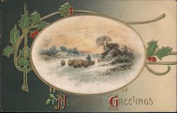 New Year Greetings Postcard