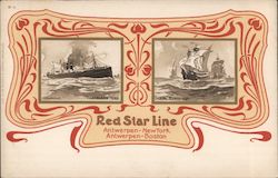 Red Star Line Antwerpen  New York Antwerpen Boston Postcard