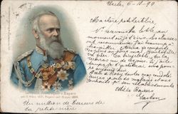 A Man with a White Beard in a Decorated Soldier's Uniform Postcard