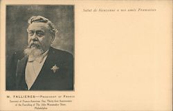 M Fallieres - President of France Political Postcard Postcard Postcard