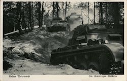 German Military Tanks Traveling Through the Snow Nazi Germany Postcard Postcard Postcard