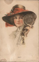 A Woman with a Large Hat Looking in a Hand Mirro Philip Boileau Postcard Postcard Postcard