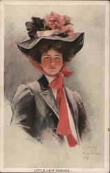 A Woman with a Large Hat with Flowers Postcard