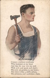 My Workman - A Man with a Hammer Postcard