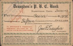 Draughon's P.B.C. Bank Draft, Nashville, TN Advertising Postcard Postcard Postcard