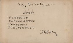 "My Valentine" Handwritten Card, Coded Message Postcard