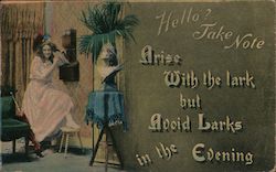 Arise With the Lark but Avoid Larks in the Evening - A Woman Talking on the Phone Postcard