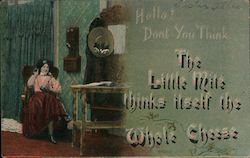 Woman Sits In Chair And Gossips On The Telephone Telephones Postcard Postcard Postcard