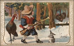 Young Boy Hunting: Thanksgiving Greetings Postcard