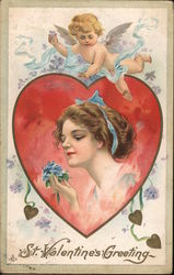 St. Valentie's Greeting Women Postcard Postcard Postcard