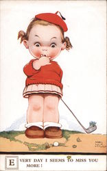 Young Girl with a Golf Club and Ball Postcard