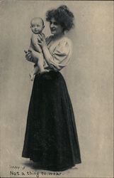 Baby in Mother's Arms: "Not a Thing to Wear" Babies Postcard Postcard Postcard