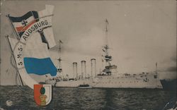 S.M.S. Augsburg Boats, Ships Postcard Postcard Postcard