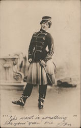 German Woman in a Uniform with a Cigarette and a Sword World War I Postcard Postcard Postcard