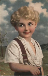 Young Boy with Blonde Curls and Blue Eyes Postcard