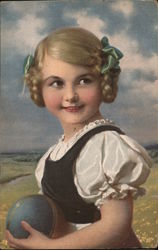 A Little Girl Holding a Ball Girls Postcard Postcard Postcard