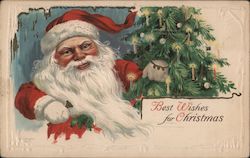 Best Wishes for Christmas - Santa with a Christmas Tree Postcard