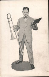 Homer Rodeheaver with trombone Postcard